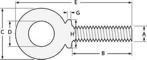 size chart of Lifting Eye Bolt